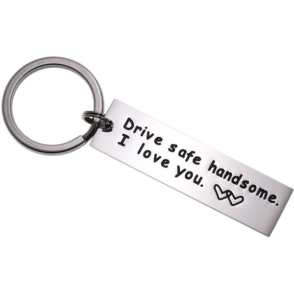 Drive Safe Keychain - I Love You Trucker Husband Gift for Valentine's Day