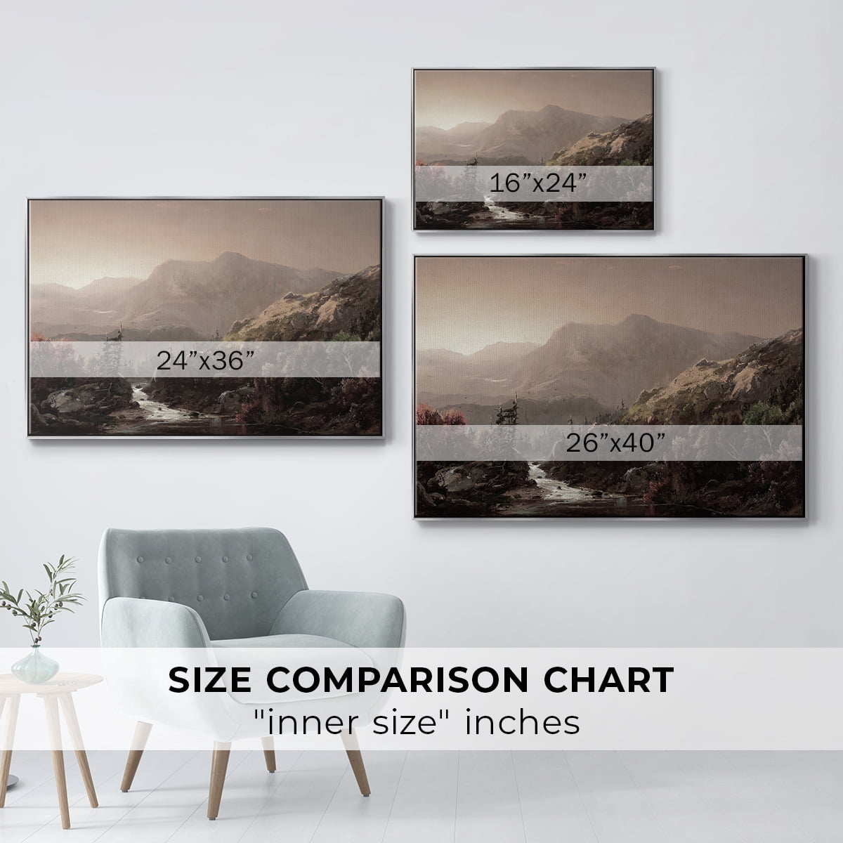Vintage Landscape-CCCXXI By Wexford Home Framed in Silver Wood Gallery Wrapped Canvas 27 in. x 41 in.