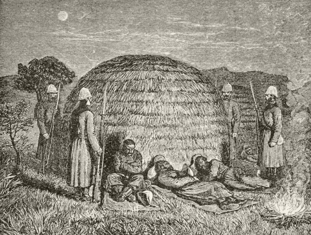 Cetshwayo Kampande King Of The Zulus Under Guard After His Defeat In The Battle Of Ulundi During Anglo-Zulu War Of 1879 From Afrika Dets Opdagelse Erobring Og Kolonisation Published In Copenhagen 1901
