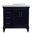 thumbnail image 3 of 37 in. Single Wooden Vanity  Blue White Carrara Round Right Door.Right Sink, 3 of 14
