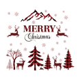 thumbnail image 1 of Adhesivo De Pared Con Texto En Inglés "Merry Christmas", Color Rojo Y Negro, Diseño De Búfalo, Árbol, Ciervo, Ventana, Nieve, Extraíble, Decoración Del Hogar, Mural De Despegar Y Pegar Para Suministro, 1 of 5