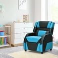 thumbnail image 3 of Gymax Gaming Recliner Sofa PU Leather Armchair for Kids Youth w/ Footrest Blue, 3 of 10