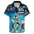 thumbnail image 3 of Phineas And Ferb Mens Hawaiian Shirt Loose Fit Shirts - Short Sleeve And Button Down Hawaiian Shirt for Men with Pocket, 3 of 7