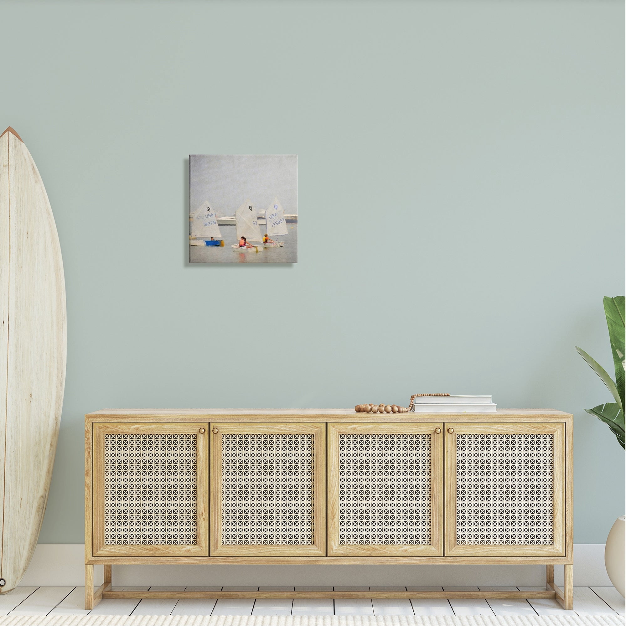 Stupell Industries People Floating Dinghy Boats Watercraft Ocean Scenery Painting Gallery Wrapped Canvas Print Wall Art, Design by Graffitee Studios