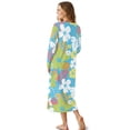thumbnail image 2 of SEANATIVE Women's Nightgowns Soft Button Front Sleep Shirt Long Sleeve Night Gown Fall Winter Pajama Dress Cozy Full-Length Nightwear for Home Bedroom, XL, Flower Leaf Blue Green, 2 of 7