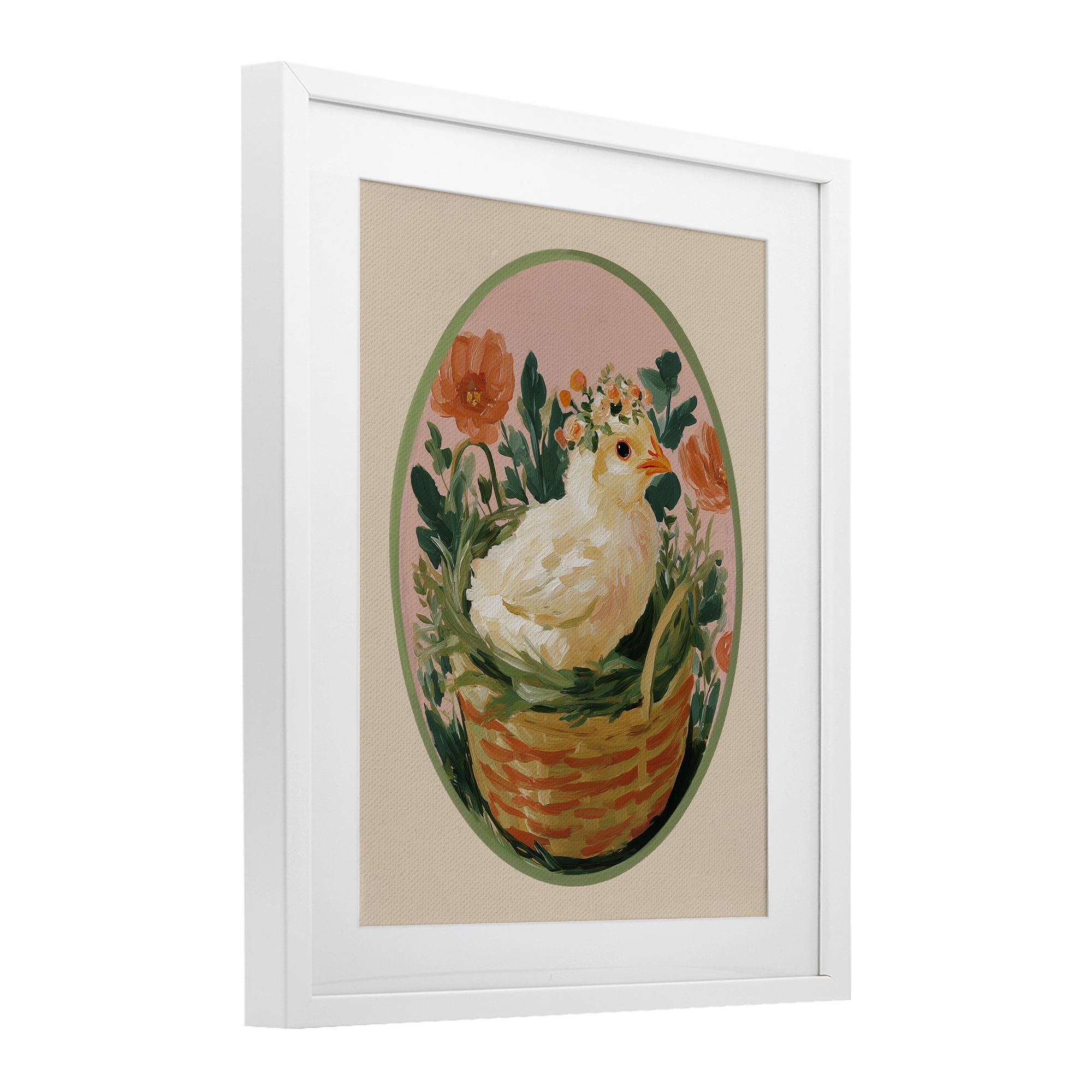 Stupell Industries Bloom Nest Chick White Framed Print Under Glass, design by Yen