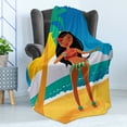 thumbnail image 4 of Hula Girl Soft Flannel Fleece Throw Blanket, Hawaiian Girl Dancing on the Beach by Palm Trees Exotic Holiday Themed Design, Cozy Plush for Indoor and Outdoor Use, 50" x 70", Multicolor, by Ambesonne, 4 of 5