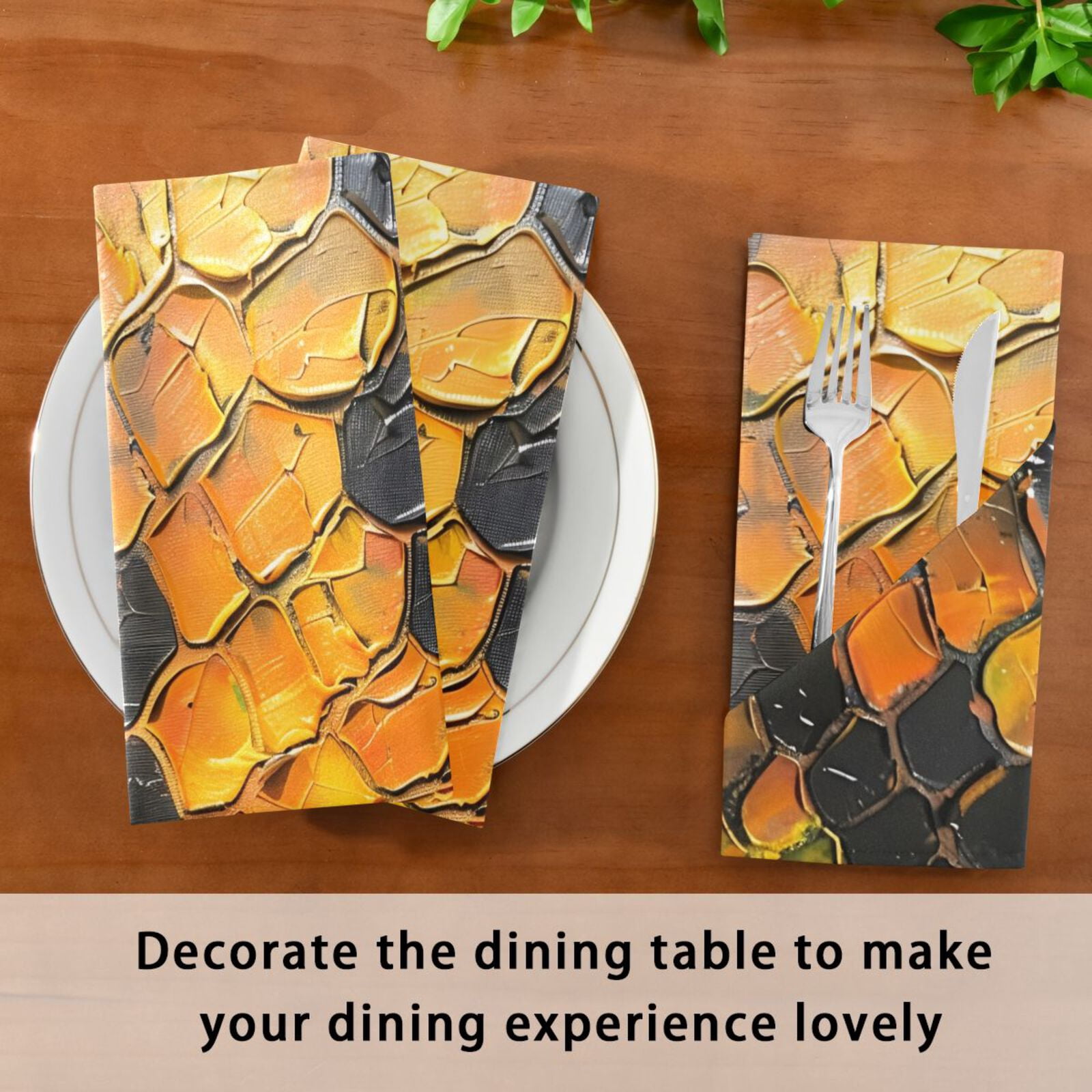 JSTEL Snake Skin Print Painting Cloth Napkins Set of 6, 20x20 Inch Washable and Reusable Napkin for Decoupage Dinner Party Everyday Use