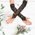 thumbnail image 3 of Guantes de encaje floral para mujer Mangas Guantes sin dedos Mitón Negro Sunnimix Guantes largos, 3 of 6