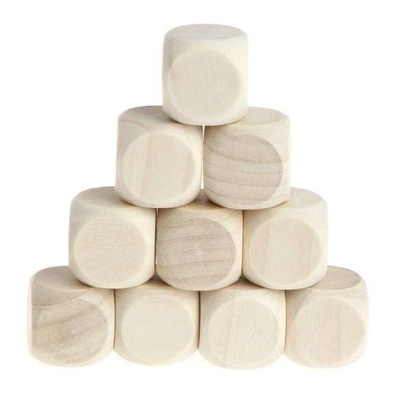 Yoetaun 10 Pieces Wooden Unfinished 6 Sided Wood Cubes with Rounded Corners for Craft Projects