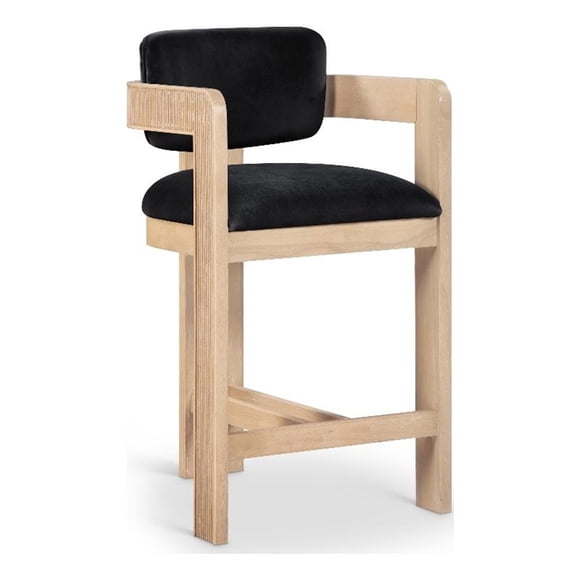 Meridian Furniture Tabouret en Velours Noir Sacha
