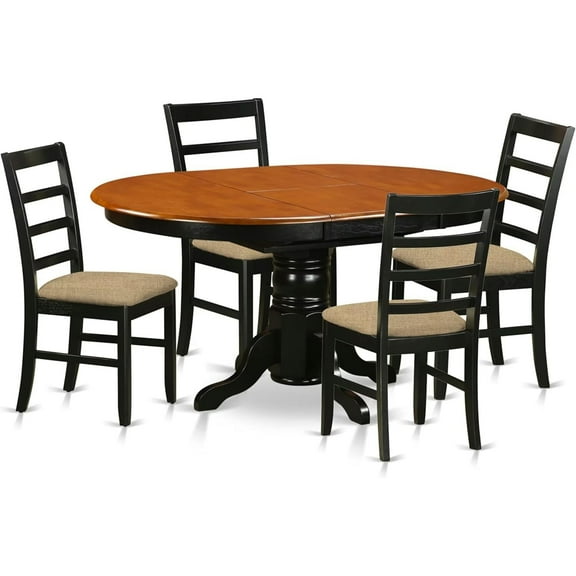 Kitchen Table Set - Oval Dining Table with Leaf & 6 Chairs - 42x60 Inch