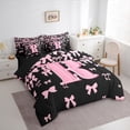 thumbnail image 3 of jejeloiu Initial Letter R Bedding Comforter Set 7-Piece,Kawaii Bow Bowknot King Bedding Sets,Light Pink Black Bed Sheets For Girls,Breathable Bedroom Decoration Reversible, 3 of 8
