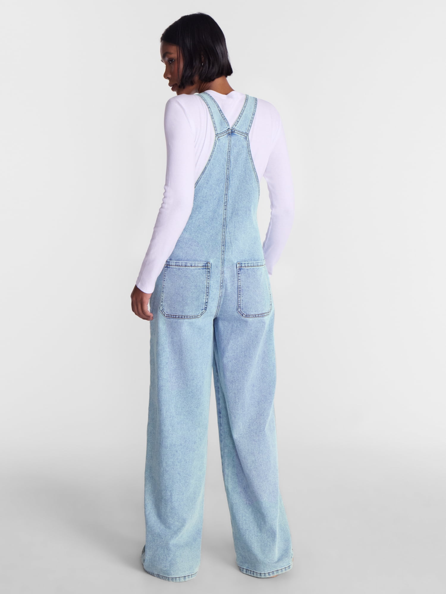No Boundaries Wide Leg Baggy Overalls, Women's XXS-XXL