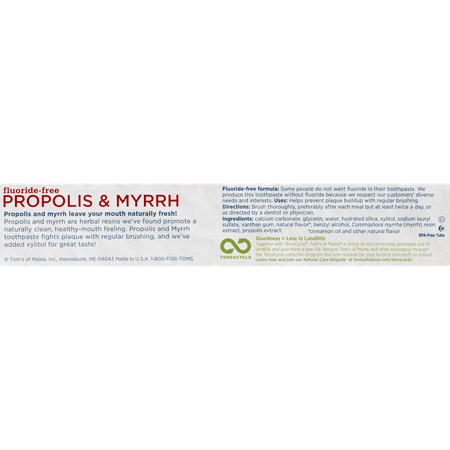 Tom's Of Maine Propolis & Myrrh Toothpaste Fluoride-Free Cinnamint, 5.5 OZ