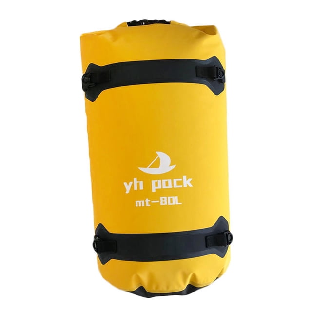 Bolsa de lona impermeable de gran capacidad para cuadro de motocicleta, para hombres y mujeres, bolsa trasera para asiento de motocicleta, para viajes amarillo 80L