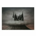 thumbnail image 1 of Fantasy Cutting Board, Abandoned Castle on a Mountain Top Surrounded with Stormy Clouds, Decorative Tempered Glass Cutting and Serving Board, Small Size, Grey Brown Pale Coral, by Ambesonne, 1 of 1