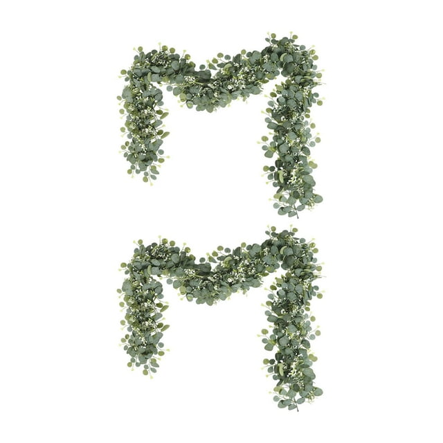 Guirnalda de vegetación,Guirnalda de hojas verdes artificiales,Guirnalda de eucalipto artificial con plantas colgantes,Guirnalda de hojas de eucalipto falsas para adorno de primavera,Mesa de