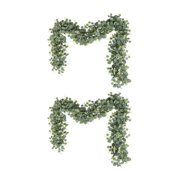 Guirnalda de vegetación,Guirnalda de hojas artificiales,Guirnalda de eucalipto artificial con plantas colgantes,Guirnalda de hojas de eucalipto falsas para adorno de primavera,Mesa de