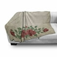 thumbnail image 3 of Shabby Flora Soft Flannel Fleece Throw Blanket, Vintage Glamour Background Red Rose Love and Attraction Delicacy, Cozy Plush for Indoor and Outdoor Use, 50" x 70", Beige Green, by Ambesonne, 3 of 6