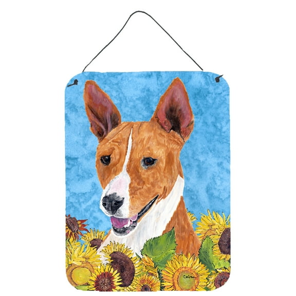 Carolines Treasures SC9054DS1216 Basenji in Summer Flowers Wall or Door Hanging Prints 12WX16H multicolor