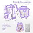 thumbnail image 3 of SANMADROLA Clear Backpack Heavy Duty Transparent Bookbag Teen Girlish Cute Bag Large Capacity See Through Backpacks Stadium Approved Daypack for Middle School College Sport/Travel, Purple Butterfly, 3 of 8