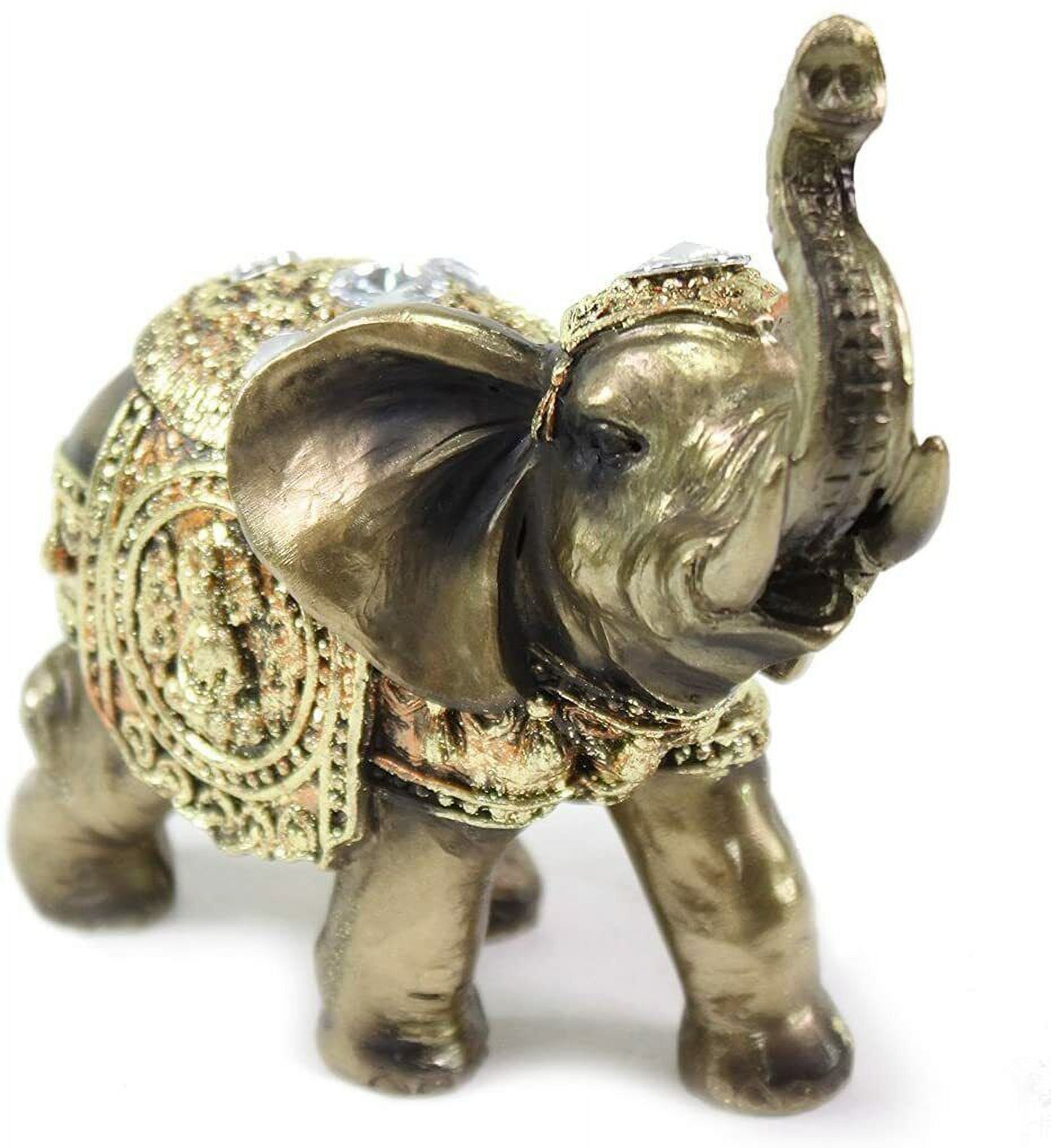 Elephant Lucky Feng Shui Statue -5" Elegant Shelf Display, Office / Home Decor. G16560