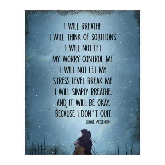 "I Will Simply Breathe and It Will Be Okay" Inspirational Quotes Wall Art Print - Modern Wall Decor for Home, Office, Bedroom, Classroom & Meditation Decor poster