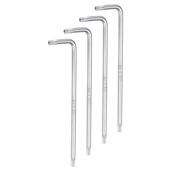 Uxcell 4pcs T20 Tamper Proof Torx Star Key Bit Wrench 4.02" Long Arm L-Shaped 6 Points Wrenches CR-V Hand Tool