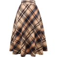 thumbnail image 1 of Falda Larga de Cintura Alta elástica para Mujer, Acampanada, a Cuadros, para Invierno, cálida café largo. 2XL café largo. 2XL Xishao ropa, 1 of 2