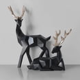 thumbnail image 4 of GROWTH TANK 2x Sculpture Moderne d'Élan, Animaux en Résine Faits à la Main Statue de Couple de Cerfs B_noir, 4 of 9
