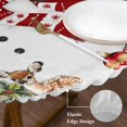 thumbnail image 3 of Red Christmas Round Tablecloth, Fitted Table Cover with Elastic for 36"-44" Round Tables, Snowman Xmas Tree Snowflake Winter Table Cloth Outdoor Indoor Dinning Party Waterproof Tablecloths, 3 of 7