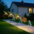 thumbnail image 5 of Outdoor Hanging Solar Lantern, Waterproof Openwork Hummingbird Watering Can Landscape Lights with Shepherd Hook, for Porch Lawn Driveway Backyard Pathway, 5 of 6
