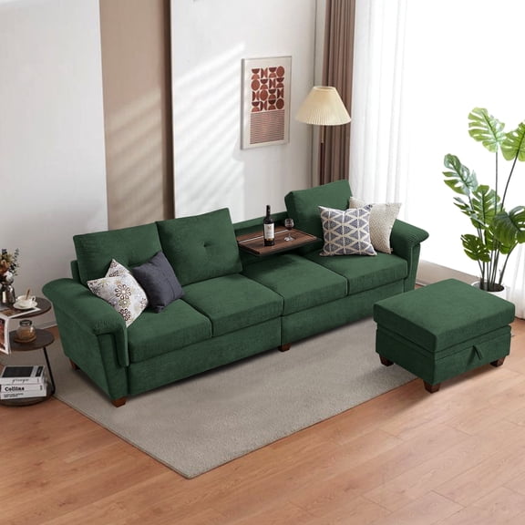 Soscana Oversized Sectional Sofa with Storage Ottoman,4 Seat L Shaped Couch with Coffee Table,Modern Living Room Seating Furniture for Living Room,Apartment,Office