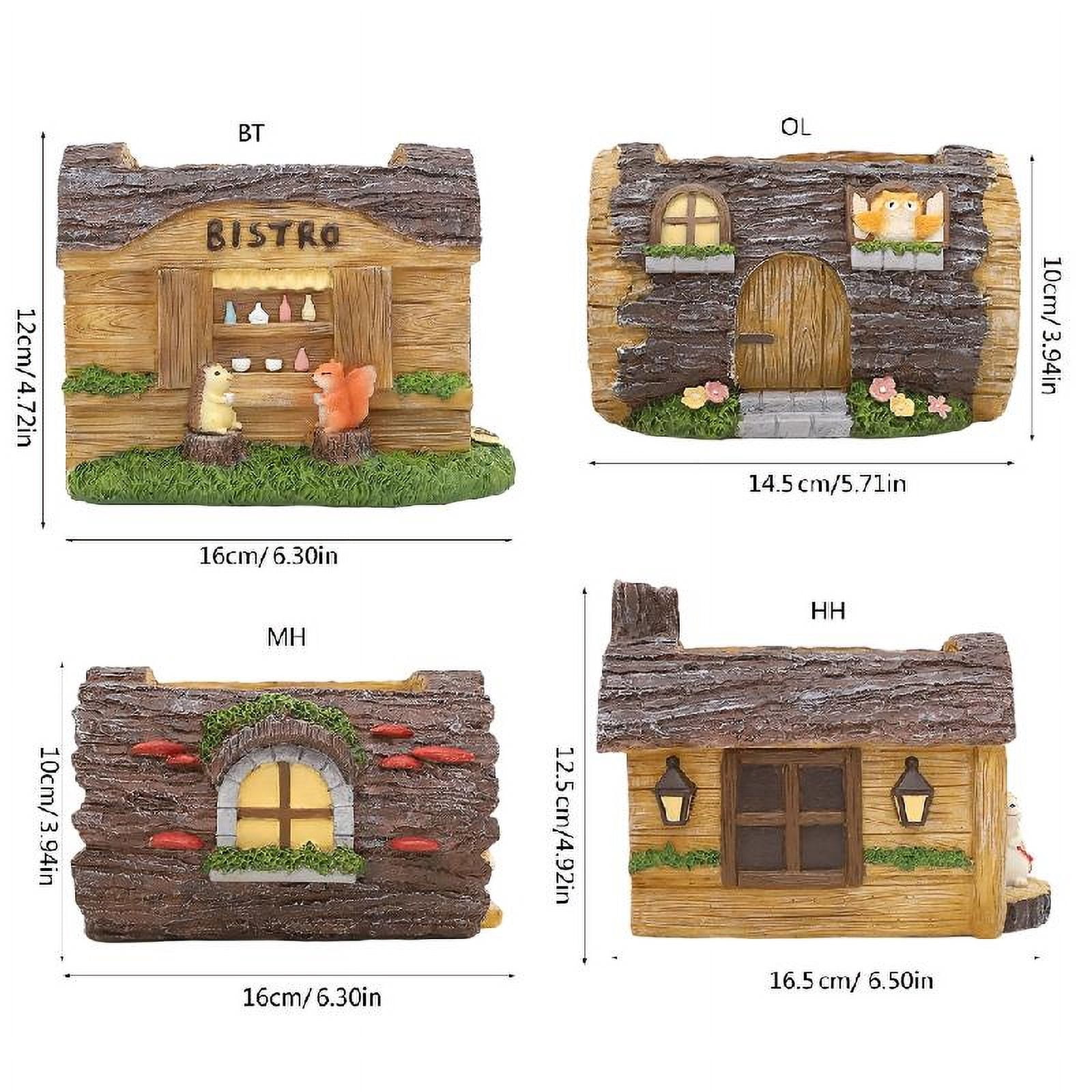 JZROCKER Stump House Statue Decors Desktop Easter Figurines Ornament Cartoon Statue Landscape Miniatures