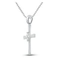 thumbnail image 2 of 10kt White Gold Womens Round Diamond Cross Pendant 1/20 Cttw, 2 of 2
