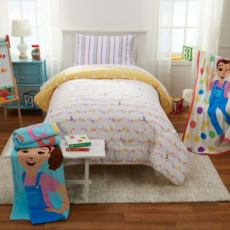 Ms. Rachel Kids Comforter and Pillowcase 2 Piece Set Twin Full Reversible Size 72 in