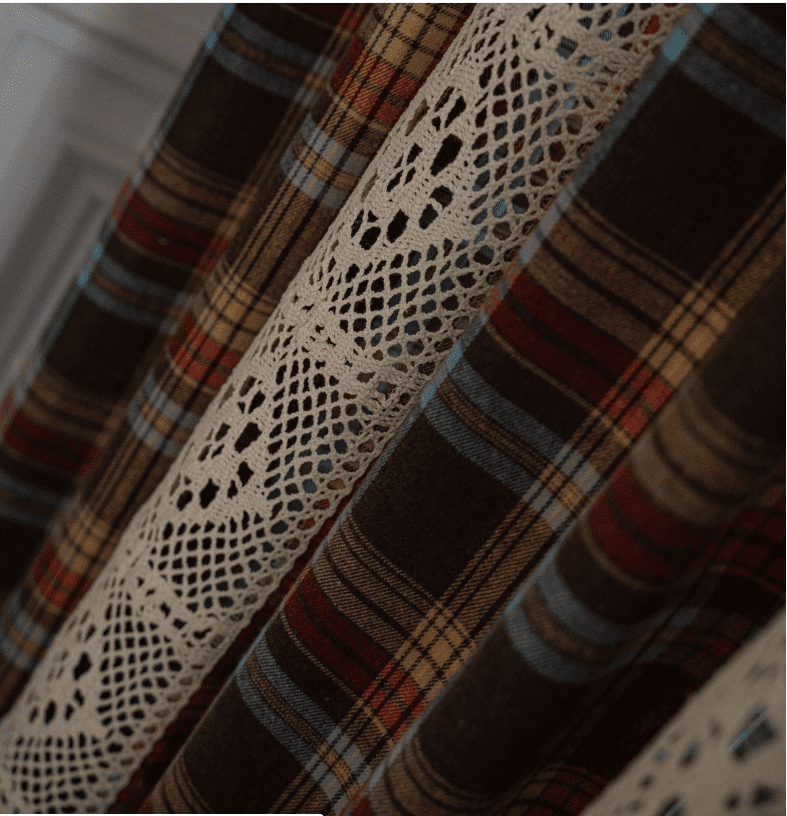 Boho Curtains Plaids for Bedroom, Semi Blackout Linen Farmhouse Tassels Window Treatment Bohemian Drape, Rod Pocket 1 Panel