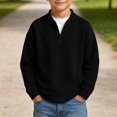 thumbnail image 6 of Sakuulaan Boys Quarter Zip Sweatshirt Mock Neck Herringbone Knit Casual Long Sleeve Jacket, 6 of 8