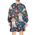 thumbnail image 2 of Wearable Oversized Blanket,Beagle Dog Dog and Pioneer Flower Wearable Blanket Hoodie for Adults,Cozy Hooded Blankets with Super Pockets,Super Warm Fuzzy Pullover for Women & Men, 2 of 6