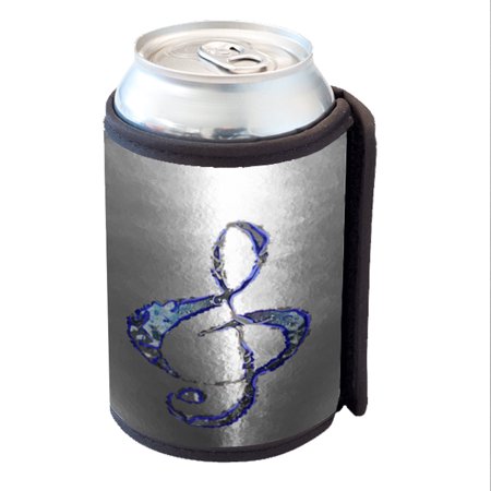 KuzmarK Insulated Drink Can Cooler Hugger - Treble Clef Blue Steel