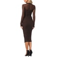 thumbnail image 3 of INSPIRE CHIC Mesh Dress for Women's Mock Neck Long Sleeve Ruch Cocktail Bodycon Dresses S Coffee, 3 of 6