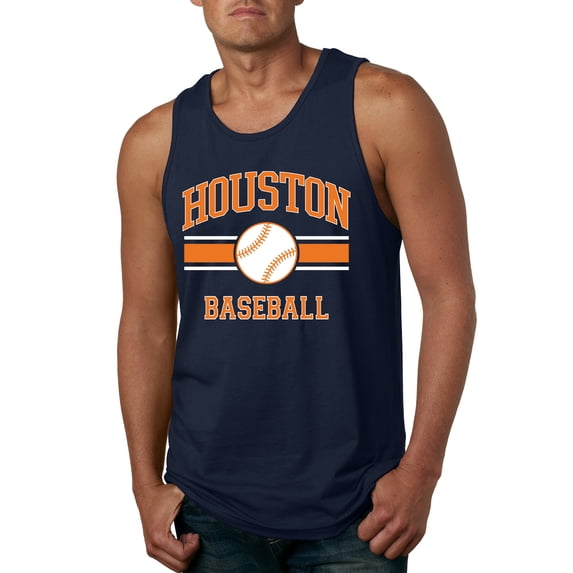 Wild Bobby City of Houston Baseball Fantasy Fan Sports Men's Tank Top, Navy, Medium