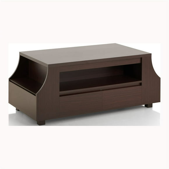 Furniture of America Moshe Modern Wood Coffee Table with Side Storage, Walnut