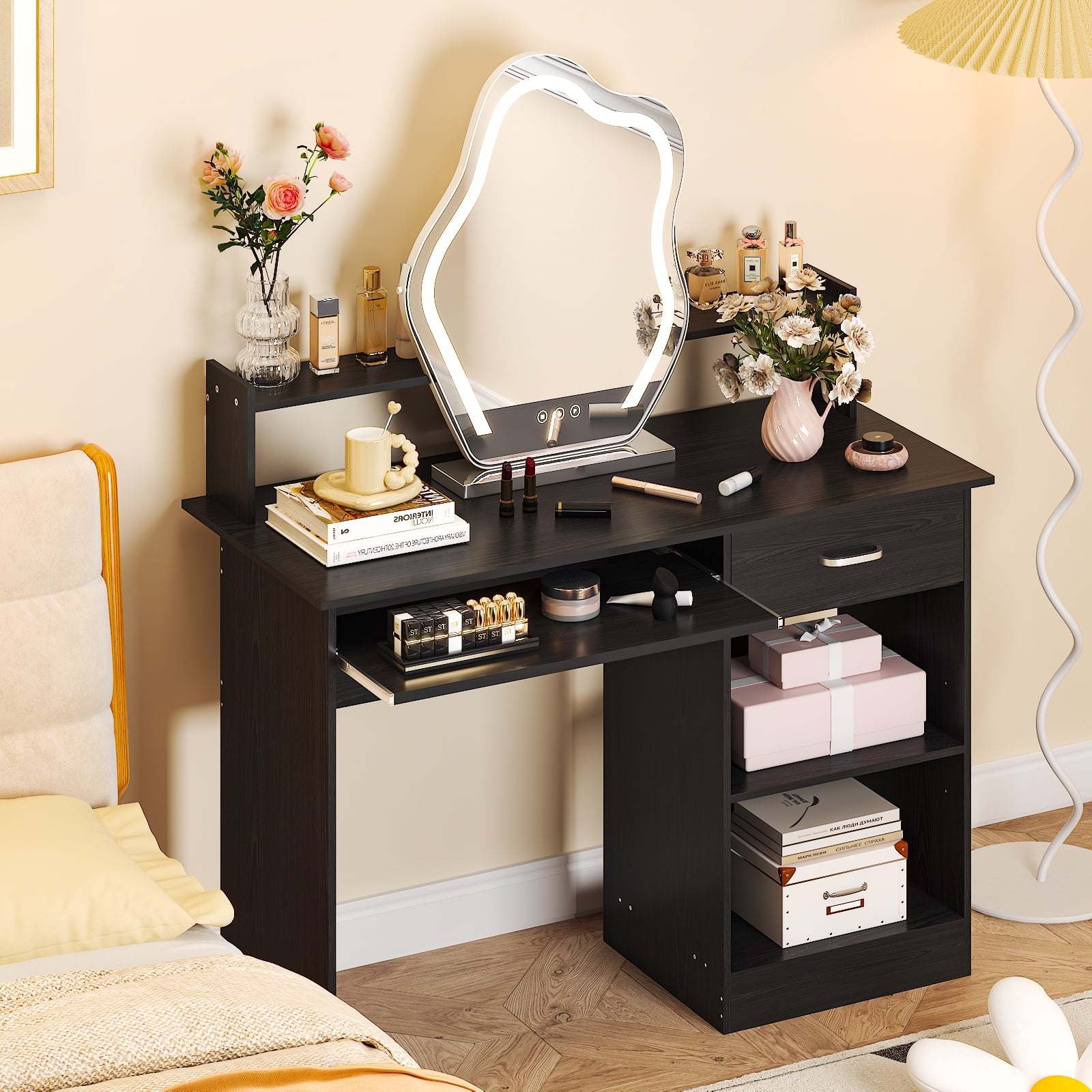 Ktaxon Wood Computer Desk Office Black Laptop PC Work Table Home Drawer & Keyboard Tray
