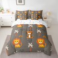 thumbnail image 2 of Manfei Kawaii Jungle Lion Twin Bedding Sets 7-Piece for Kids, Tropic Coconut Tree Bedding Comforter Set, Cute Animal Lover Reversible Sheet Sets, Brown Luxury Bedroom Decor, 2 of 7