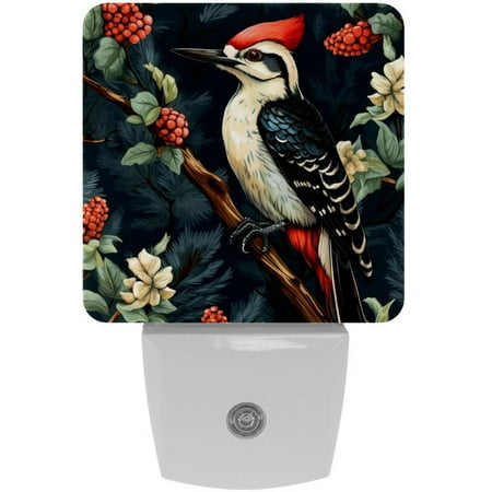 

Woodpecker LED Square Night Lights - Stylish and Functional Nightlight for Better Sleep - Energy Saving Plug-in Wall Light with Auto Sensor