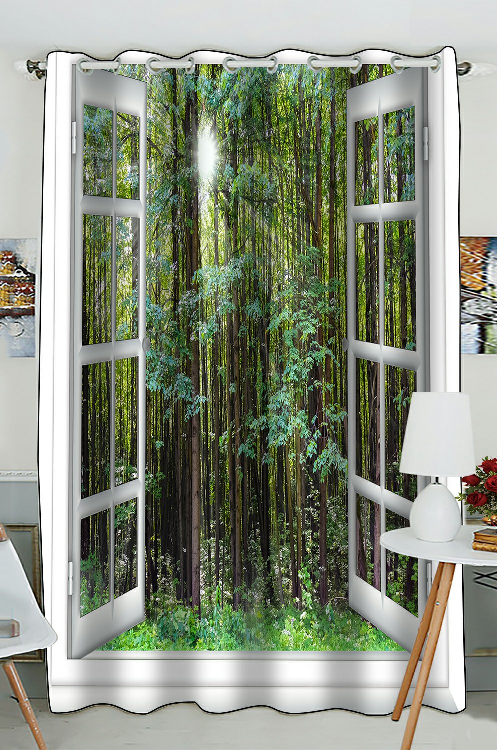 Phfzk Landscape Nature Scenery Window Curtain, Beautiful Sunrise Green