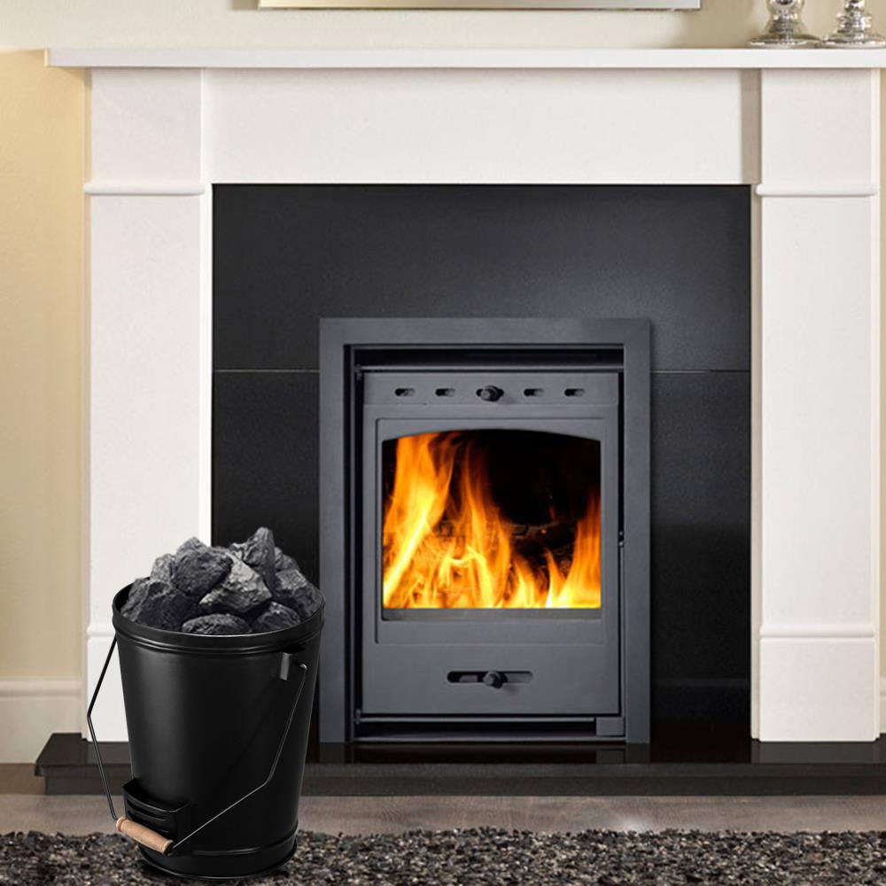 Zimtown 5.15Gal Metal Coal Hod Fireplace Ash Bucket with Shovel Black