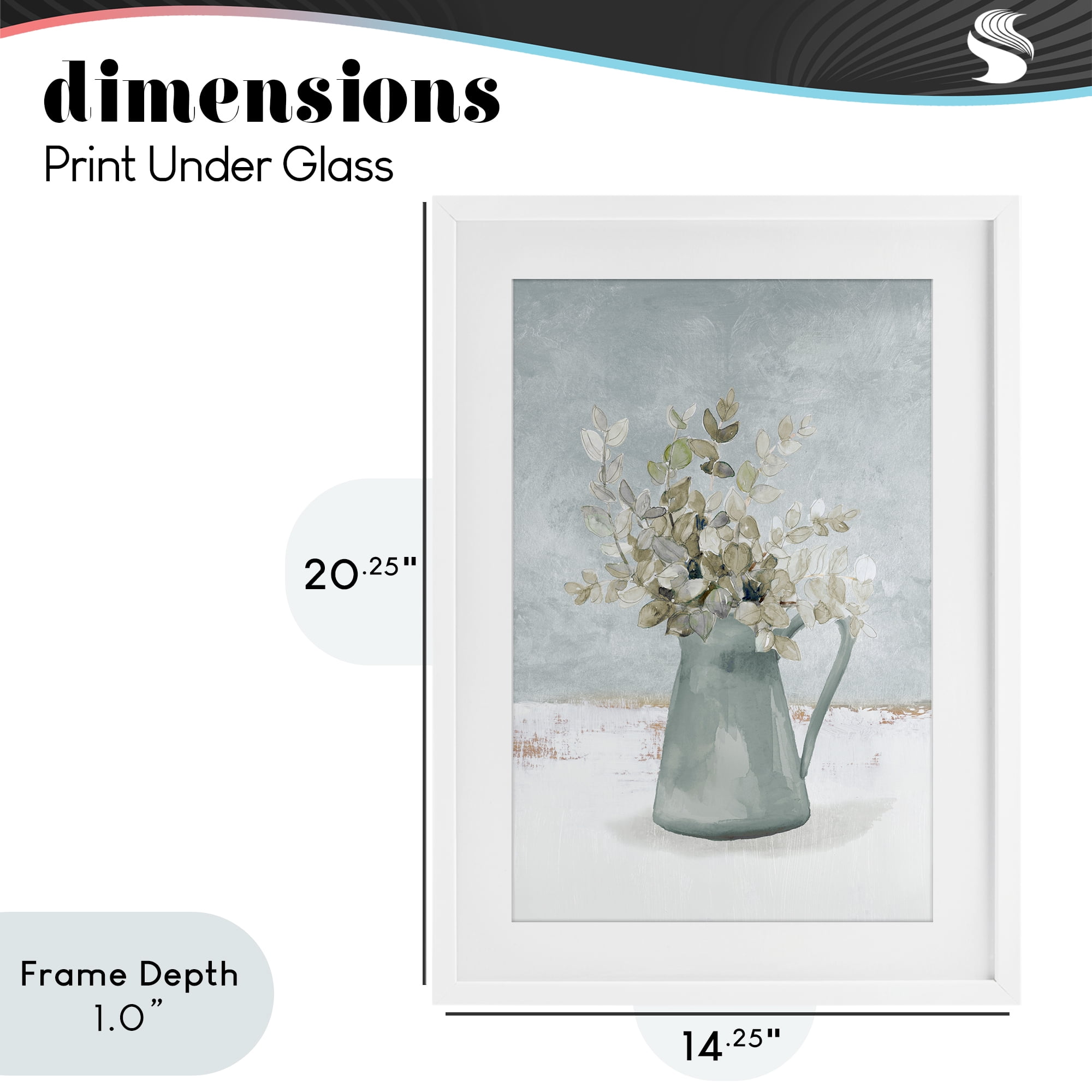 Stupell Industries Blue Botanical Arrangement White Framed Print Under Glass, design by Lanie Loreth